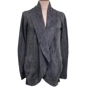 Barefoot Dreams CozyChic Lite Cardigan Sweater Size XS Small Fuzzy Dark Gray
